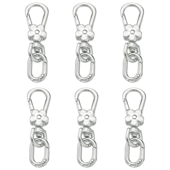 Uxcell 6 Pcs Metal Keychain Clip Swivel Lobster Claw Clasp Quick Release Oval Key Ring Detachable Double Opening Snap Hooks for Jewelry Making Crafts Backpack Bag Lanyard, Silver