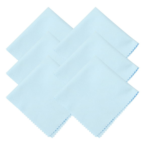 Uxcell 6Pcs Microfiber Cleaning Cloth for Glasses 8 x 8 inch Eyeglass Cleaning Cloth for Electronics Lenses Light Blue