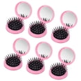 thumbnail image 1 of Uxcell 6 Pcs Mini Compact Travel Hair Brush, Round Folding Hairbrush Pocket Hair Brush with Mirror, Compact Massage Comb for Purse, Women Girls Travel Daily Use, Dark Pink, 1 of 7