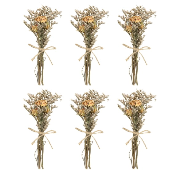 Uxcell Mini Dried Flower Bouquet 6 Pcs Rose Natural Wildflower with Stem Decor Boho Floral Plant Flower Cream