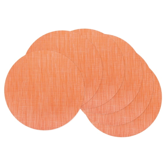 Uxcell 6Pcs Placemats, 13.7 Inch Placemats Round Braided Place Mats Non-Slip Heat Resistant Place Mats Washable Table Mats for Dining Table Bamboo Texture Surface, Orange