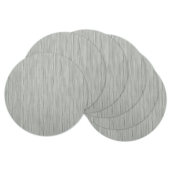 Uxcell 6Pcs Placemats, 13.7 Inch Placemats Round Braided Place Mats Non-Slip Heat Resistant Place Mats Washable Table Mats for Dining Table Bamboo Texture Surface, Silver Gray