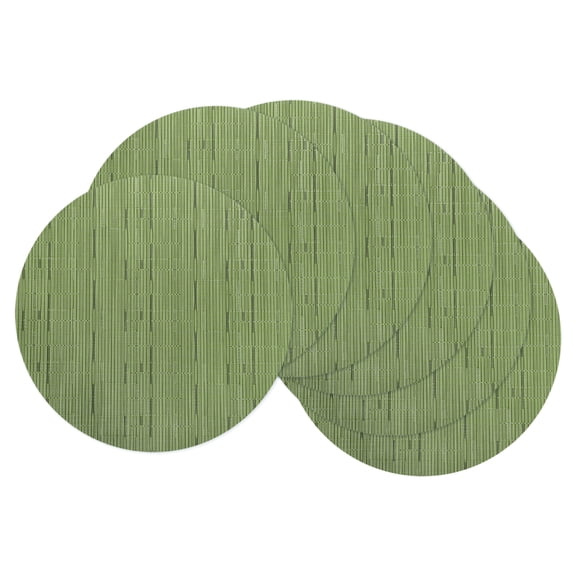 Uxcell 6Pcs Placemats, 13.7 Inch Placemats Round Braided Place Mats Non-Slip Heat Resistant Place Mats Washable Table Mats for Dining Table Bamboo Texture Surface, Green