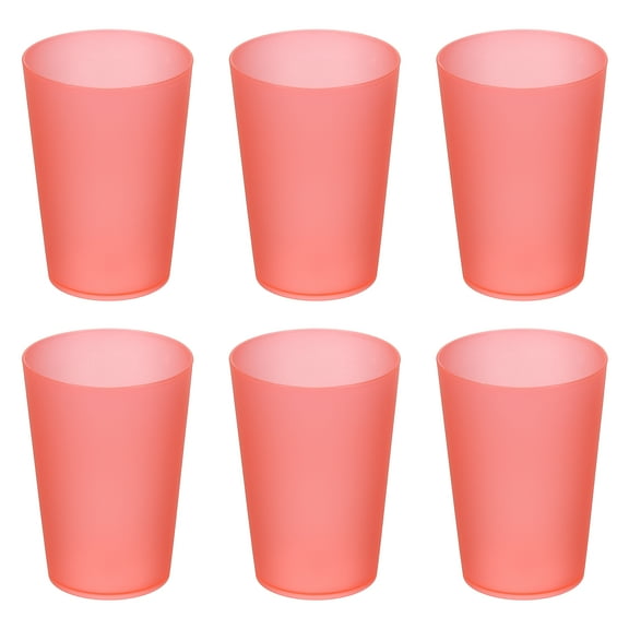 Uxcell 6 Pcs Plastic Tumblers, 11.8oz Reusable Drinking Glasses Unbreakable Water Tumblers for Home Office Outdoors Restaurant Water, Coffee, Milk, Juice, Tea, Clear Red