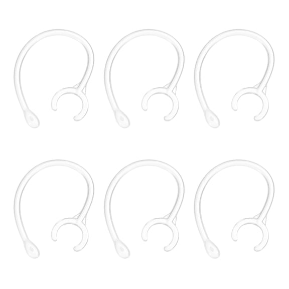 Uxcell 6 Pcs Replacement Ear Hooks (10.5mm/0.41 Inch, Clear) - Soft Silicone Universal Small Ear Loop Clips Anti-Slip Earbuds Replacement for Single-Ear Bluetooth Headset
