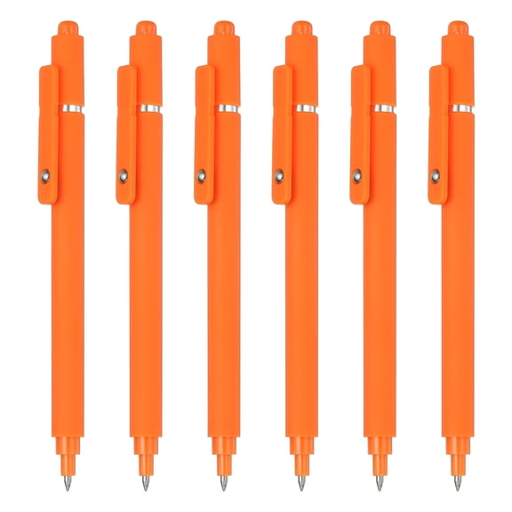 Uxcell 6 Pcs Retractable Gel Pens, 0.5mm Black Ink Fine Point Smooth Writing Cute Aesthetic Pen Quick Dry for Office Home Journaling Note Taking Supplies, Orange