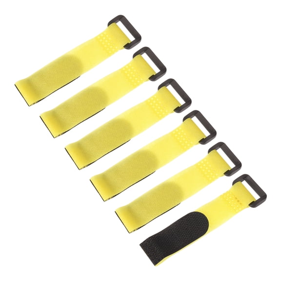 Uxcell 6 Pcs Reusable Battery Tie Down Straps, 0.8"x6" Nylon Multipurpose Battery Hold Down Adjustable Cinch Strap Hook Loop Fastening Tie for Quadcopters FPV RC Drone Boat Car, Yellow