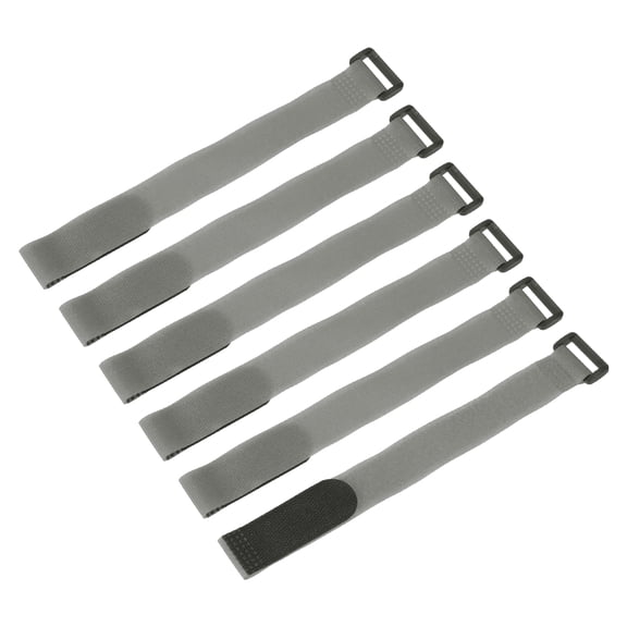 Uxcell 6 Pcs Reusable Battery Tie Down Straps, 1"x12" Nylon Multipurpose Battery Hold Down Adjustable Cinch Strap Hook Loop Fastening Tie for Quadcopters FPV RC Drone Boat Car, Grey