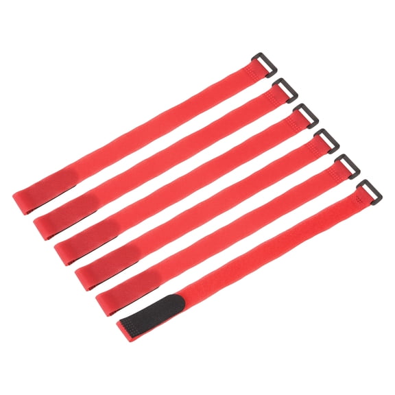 Uxcell 6 Pcs Reusable Battery Tie Down Straps, 1"x16" Nylon Multipurpose Battery Hold Down Adjustable Cinch Strap Hook Loop Fastening Tie for Quadcopters FPV RC Drone Boat Car, Red