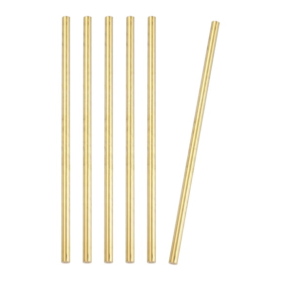Uxcell 6 Pcs Round Brass Rods, 4mm Dia. 12cm / 4.72 Inch Length H59 Brass Bar Solid Metal Rods for DIY Crafting Jewelry Plating Repairing Science Class, Brassy
