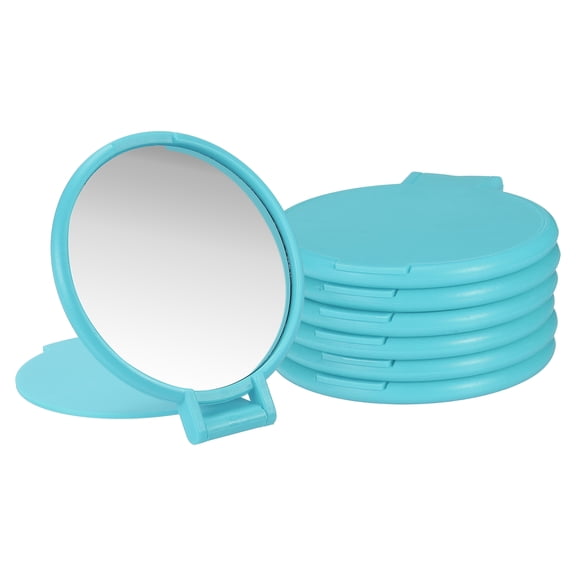 Uxcell 6 Pcs Round Compact Mirror Bulk, Mini Pocket Folding Makeup Mirrors Small Portable Makeup Stuffs for Purse, Women Girls Travel Daily Use Party Gifts, Sky Blue