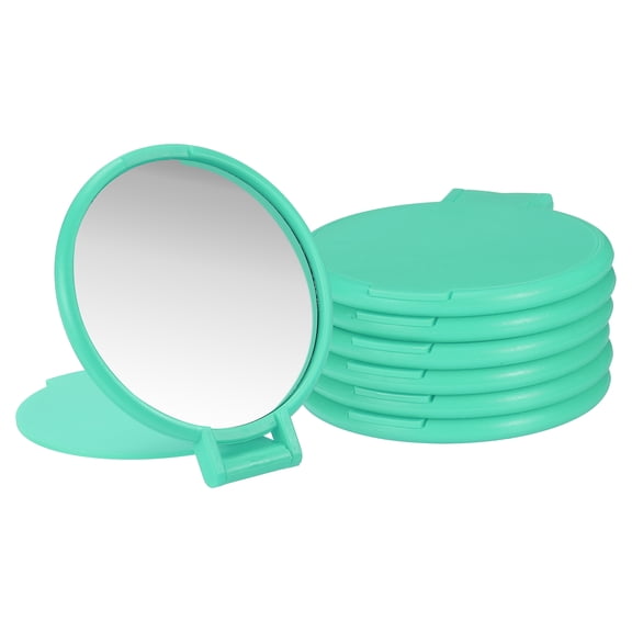 Uxcell 6 Pcs Round Compact Mirror Bulk, Mini Pocket Folding Makeup Mirrors Small Portable Makeup Stuffs for Purse, Women Girls Travel Daily Use Party Gifts, Light Green