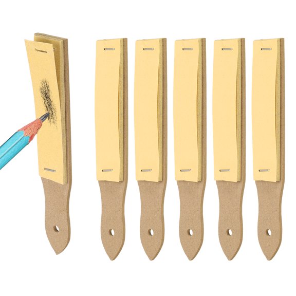Uxcell 6 Pcs Sandpaper Pencil Sharpener, Pencil Pointer Sharpening Sketch Drawing Tool with 10 sheets for Art Supplies, Pastel Sticks, Drawing Crayons, Charcoal Pencil, Pointed&Brown