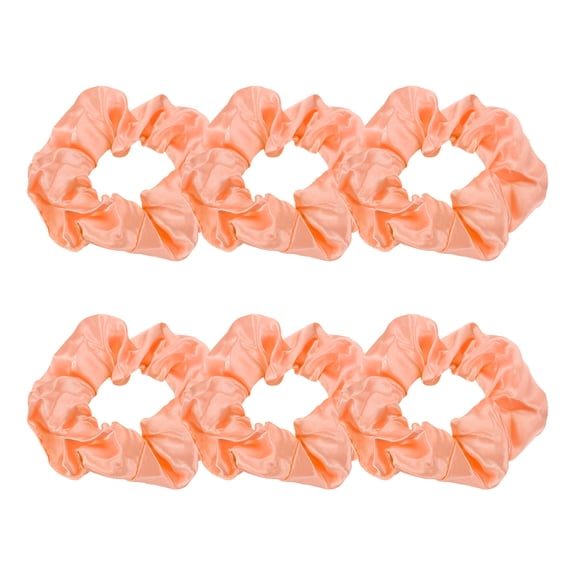 Uxcell 6 Pcs Satin Hair Scrunchies, Solid Hair Ties Soft Fabric Scrunchies Ponytail Holders for Women Girls Different Hairstyles, Wedding Party Gifts, Orange Red