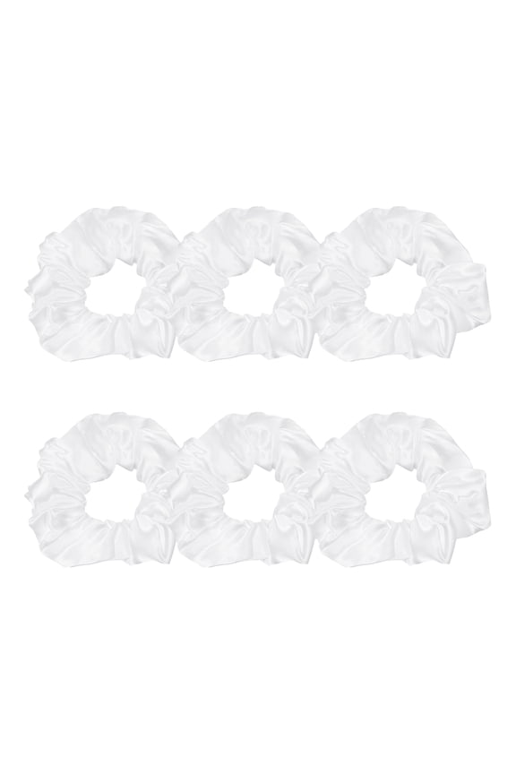 6 Pcs Satin Hair Scrunchies, Solid Hair Ties Soft Fabric Scrunchies Ponytail Holders for Women Girls Different Hairstyles, Wedding Party Gifts, White