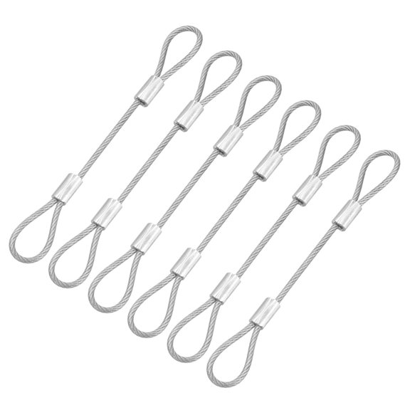 Uxcell 6 Pcs Security Cable Lock - Double Loop Cable (0.33 ft x 0.08 Inch) Vinyl Coated 304 Stainless Steel Safety Flexible Wire Rope Luggage Bike Anti-Theft Security Chain Lock, Silver