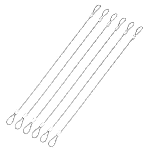 Uxcell 6 Pcs Security Cable Lock - Double Loop Cable (0.98 ft x 0.08 Inch) Vinyl Coated 304 Stainless Steel Safety Flexible Wire Rope Luggage Bike Anti-Theft Security Chain Lock, Silver