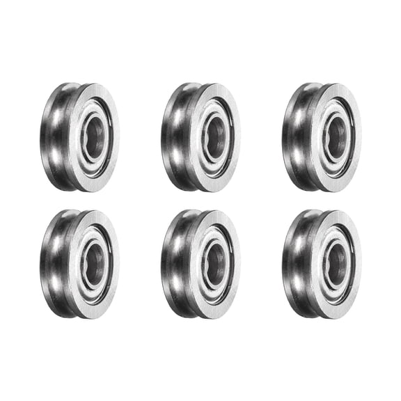 Uxcell 6 Pcs Small V Groove Ball Bearing Pulley, 4x13x4mm Miniature Pulley Bearing Carbon Steel Replacement for Rail Track Linear Motion System