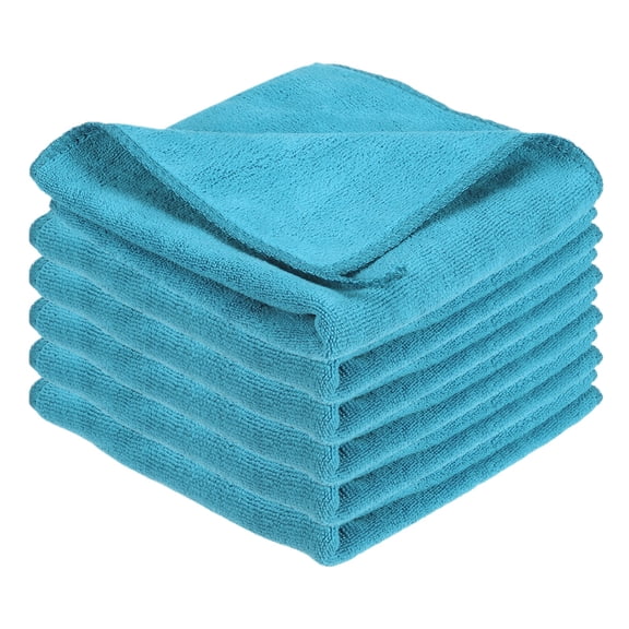 Uxcell 6 Pcs Square Hand Towels, 9.8 x 9.8" Soft Microfiber Hanging Hand Towel with Hanging Loop Highly Absorbent Kitchen Towels for Home Bathroom Kitchen Cleaning Supplies, Light Blue