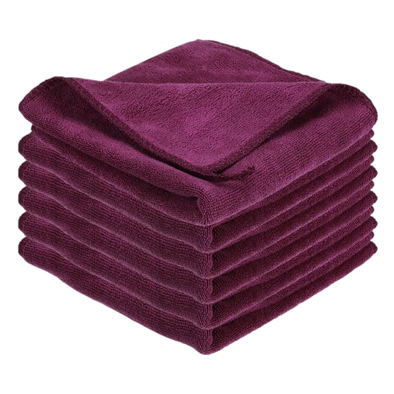 Uxcell 6 Pcs Square Hand Towels, 9.8 x 9.8" Soft Microfiber Hanging Hand Towel with Hanging Loop Highly Absorbent Kitchen Towels for Home Bathroom Kitchen Cleaning Supplies, Dark Red