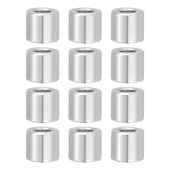 Uxcell 12 Pcs Stainless Steel Spacers, 5mm ID x 10mm OD x 8mm Height 304 Stainless Steel Bushing Screw Standoff Unthreaded Round Spacer for 3/16"M5 Screws Bolts Nuts