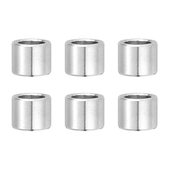 Uxcell 6 Pcs Stainless Steel Spacers, 9mm ID x 12mm OD x 8mm Height 304 Stainless Steel Bushing Screw Standoff Unthreaded Round Spacer for 3/8"M9 Screws Bolts Nuts