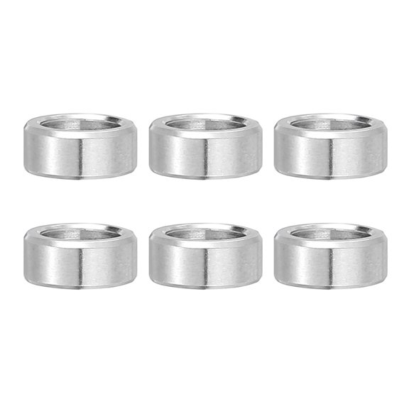 Uxcell 6 Pcs Stainless Steel Spacers, 7mm ID x 10mm OD x 5mm Height 304 Stainless Steel Bushing Screw Standoff Unthreaded Round Spacer for 1/4"M7 Screws Bolts Nuts