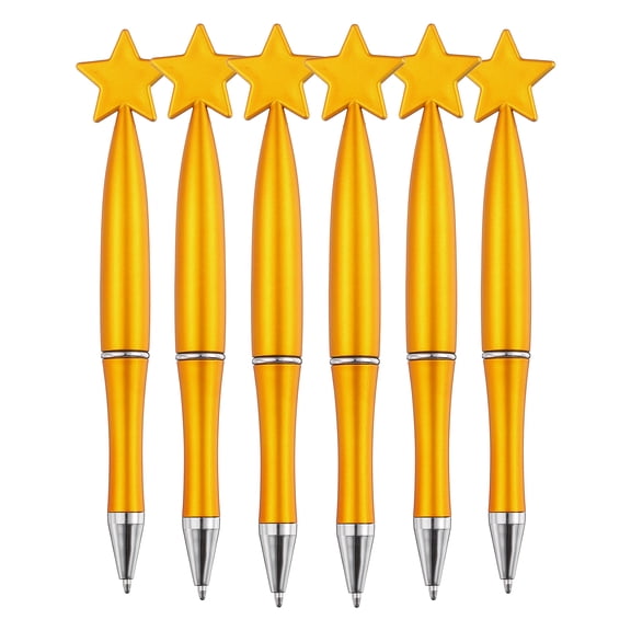 Uxcell 6 Pcs Star Ballpoint Pens, 1.0mm Tip Cute Twist Writing Pens Black Ink for Home Office Writing Supplies Valentine's Christmas Wedding Party Gifts, Orange