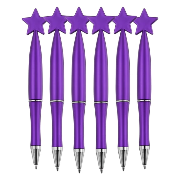 Uxcell 6 Pcs Star Ballpoint Pens, 1.0mm Tip Cute Twist Writing Pens Black Ink for Home Office Writing Supplies Valentine's Christmas Wedding Party Gifts, Purple