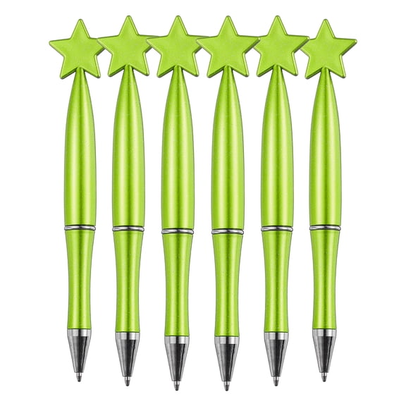 Uxcell 6 Pcs Star Ballpoint Pens, 1.0mm Tip Cute Twist Writing Pens Black Ink for Home Office Writing Supplies Valentine's Christmas Wedding Party Gifts, Pearlescent Green
