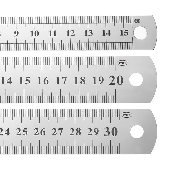 Uxcell 6 Pcs Steel Ruler 6"/8"/12" Carbon Steel Machinist Metal Ruler 0.3 mm Thick