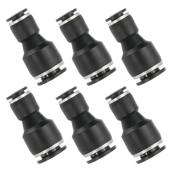 Uxcell 6 Pcs Straight Union Push to Connect Fitting, 1/4" x 3/8" OD Tube Reducer Connector Quick Push Lock Adapter Air Hose Fitting for Pneumatic System Pipeline Connection, Black