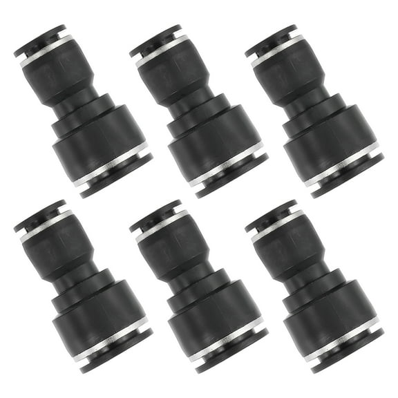 Uxcell 6 Pcs Straight Union Push to Connect Fitting, 3/8" x 5/8" OD Tube Reducer Connector Quick Push Lock Adapter Air Hose Fitting for Pneumatic System Pipeline Connection, Black