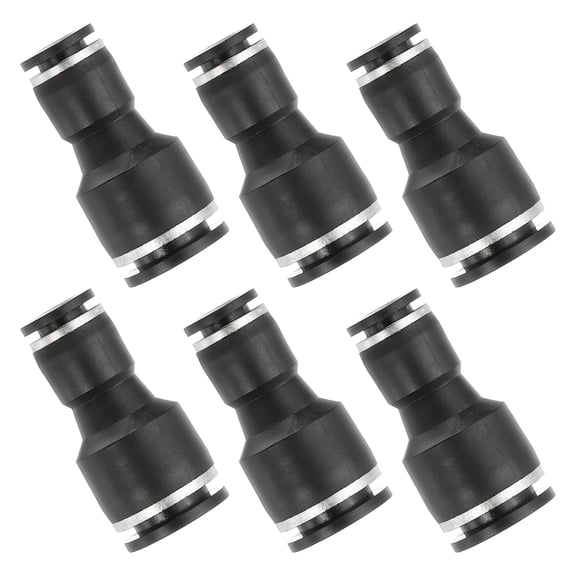 Uxcell 6 Pcs Straight Union Push to Connect Fitting, 5/16" x 1/2" OD Tube Reducer Connector Quick Push Lock Adapter Air Hose Fitting for Pneumatic System Pipeline Connection, Black