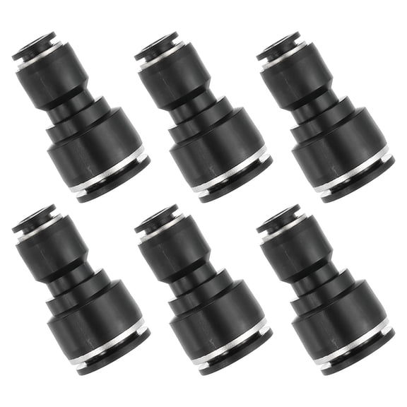 Uxcell 6 Pcs Straight Union Push to Connect Fitting, 5/16" x 5/8" OD Tube Reducer Connector Quick Push Lock Adapter Air Hose Fitting for Pneumatic System Pipeline Connection, Black