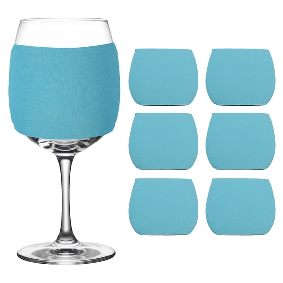 Uxcell 6 Pcs Sublimation Blank Wine Glass Sleeves, Reusable Neoprene Insulated Wine Glass Cover Protector for Cold Drinks Sublimation Ornaments Supplies, Blue