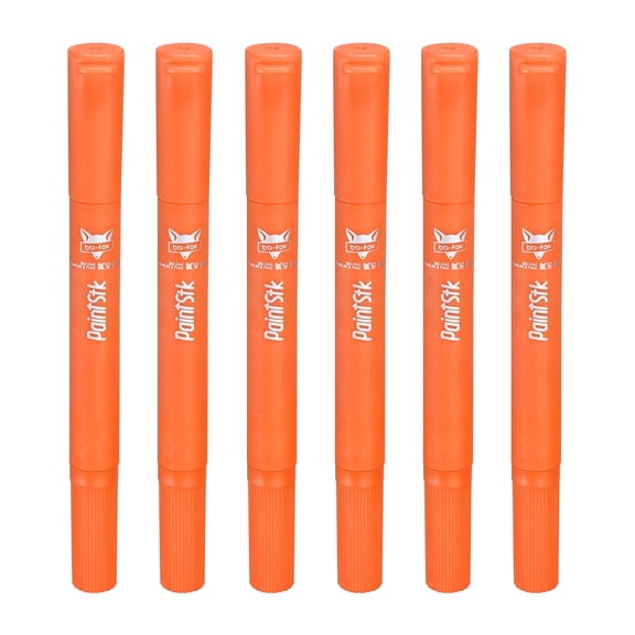 Uxcell 6 Pcs Tempera Paint Sticks, Solid Paint Sticks Markers Quick Drying Smooth & Washable Crayon Pen for Artists Beginners Art Supplies Gifts(Long, Dark Orange)