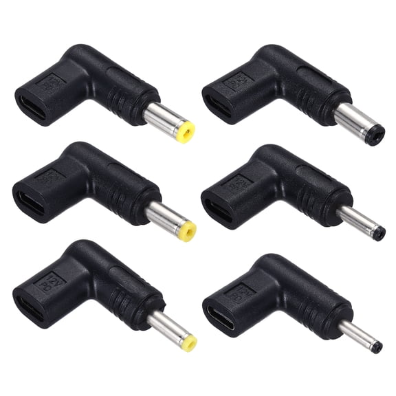 6 Pcs USB 3.1 Type-C Female to DC Male Adapter, 12V Type C to DC3011 DC35135 DC4017 DC4817 DC5521 DC5525 Elbow Adapter for PD Power Bank PD Source