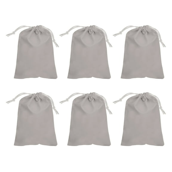 Uxcell 6 Pcs Velvet Drawstring Bags, 10 x 8 Inch Large Velvet Cloth Jewelry Gift Pouches with Drawstring, Favor Candy Bag Dust Bag for Wedding Birthday Party Christmas, Gray
