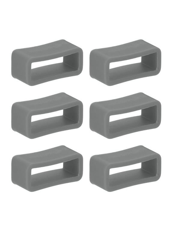 6 Pcs Watch Band Holder Loop, 16mm Silicone Replacement Fastener Rings Watch Band Strap Keeper, Gray
