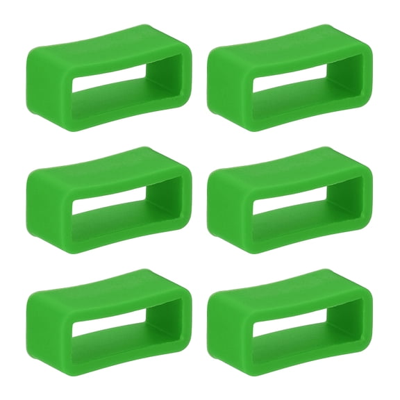 Uxcell 6 Pcs Watch Band Holder Loop, 16mm Silicone Replacement Fastener Rings Watch Band Strap Keeper, Green