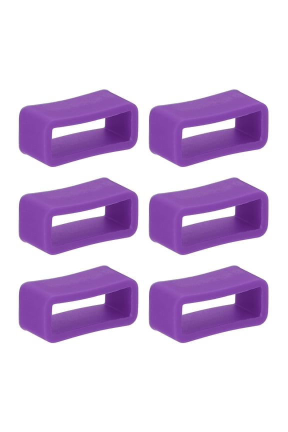 6 Pcs Watch Band Holder Loop, 16mm Silicone Replacement Fastener Rings Watch Band Strap Keeper, Purple