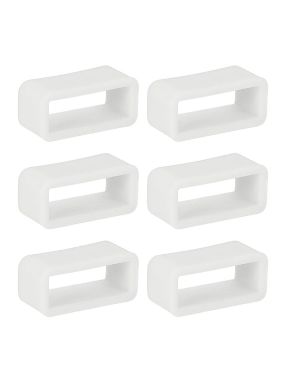6 Pcs Watch Band Holder Loop, 16mm Silicone Replacement Fastener Rings Watch Band Strap Keeper, White