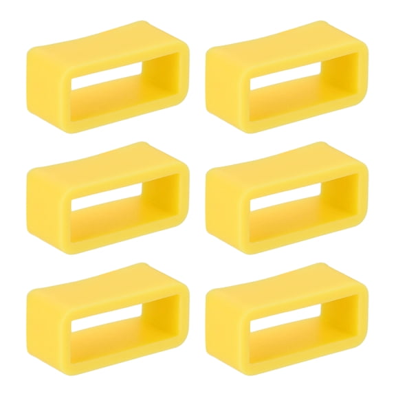 Uxcell 6 Pcs Watch Band Holder Loop, 16mm Silicone Replacement Fastener Rings Watch Band Strap Keeper, Yellow