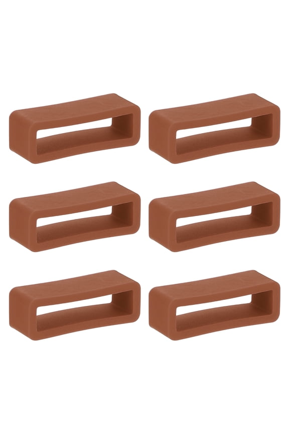 6 Pcs Watch Band Holder Loop, 20mm Silicone Replacement Fastener Rings Watch Band Strap Keeper, Brown