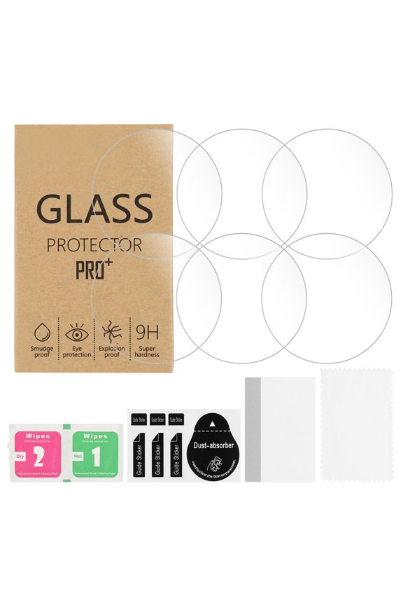 6 Pcs Watch Glass Screen Protectors (34mm) - Anti-Scratch HD Clear Tempered Glass Clear Film High Definition Smartwatch Screen Protection Film for Watch