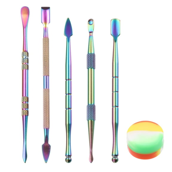 Uxcell 6 Pcs Wax Carving Tools Stainless Steel Wax Carving Sculpting Tools with 5ml Silicone Container Jar for Modeling Shaping, Rainbow
