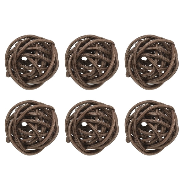 Uxcell 6 Pcs Wicker Rattan Balls 1.2 Inch Rattan Decorative Balls Vase Fillers for Wedding Party Centerpiece Bowls Home Decoration, Brown