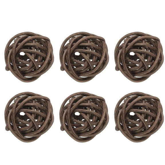Uxcell 6 Pcs Wicker Rattan Balls 1.2 Inch Rattan Decorative Balls Vase Fillers for Wedding Party Centerpiece Bowls Home Decoration, Brown