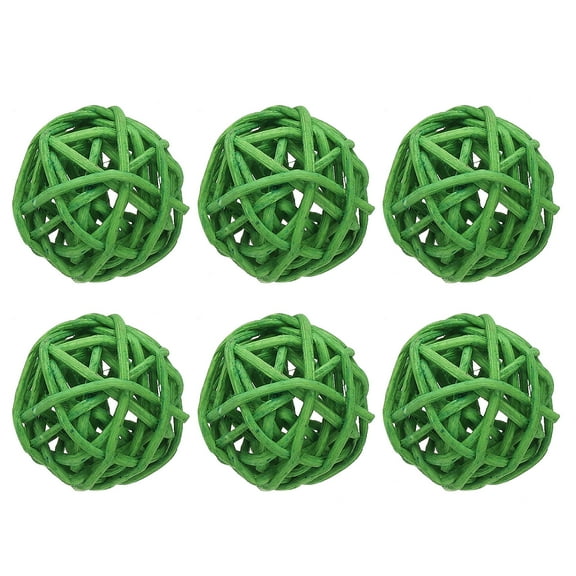 Uxcell 6 Pcs Wicker Rattan Balls 1.2 Inch Rattan Decorative Balls Vase Fillers for Wedding Party Centerpiece Bowls Home Decoration, Green